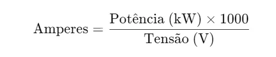 Converter kW em amperes tensão voltagem